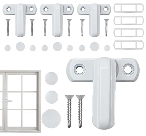 Sicherheitsschloss für Fenster | Vier Schiebeschlösser für Glastüren | Robuste Diebstahlsicherung aus Aluminium für Sicherheit Flügelfenster Haustür