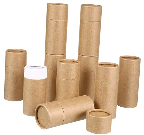 Gatuida Geschenkverpackungsbox für Ätherische Öle 50ml, Zylinder, 10 Stück | Braunes Papierlaminat, Einfache Gestaltung, Getrennte Verpackung, für Flaschen und Stäbchen, Gelb