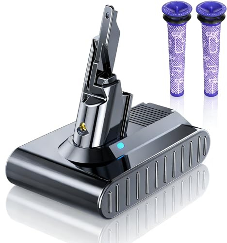 V7 Battery Replacement for Dyson, Powtree Battery for Dyson V7 SV11 Animal | Compatible with Motorhead Absolute Fluffy Trigger Car+ Boat Vacuum Cleaner Series (2 Filters)