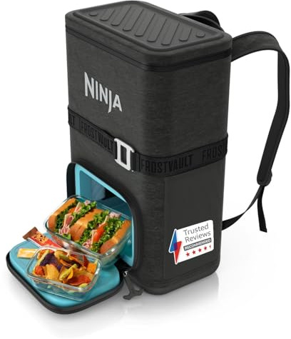 Ninja FrostVault Go para exteriores, mochila nevera de 17 litros con capacidad para 24 latas y Dry Zone Fría, gris oscuro FF124EUUKCG