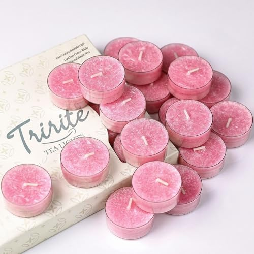 Geruchlose Teelichter Kerzen, 5 Stunden lang brennende rosa perlenartige Teelichter, ohne Paraffin, rauchfrei, Votivkerzen für Hochzeit, Babyparty, 12 Stück