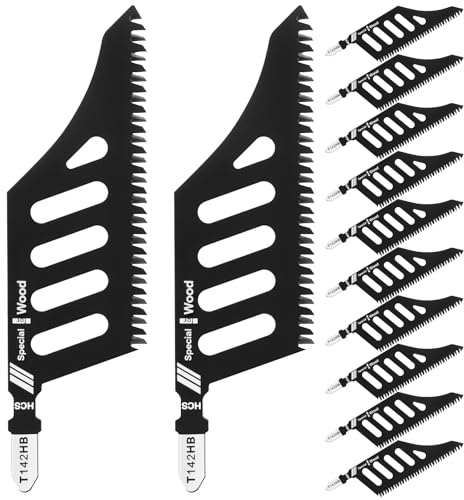 Zocipro 12pcs Stichsägeblätter Set 112mm Stichsägeblatt,T-Schaft Sägeblatt | für Stichsäge aus Carbonstahl, Präziser Fein- & Bündigschnitt für Holz, Sperrholz,MDF,Kunststoff & Metall,Profi Zubehör