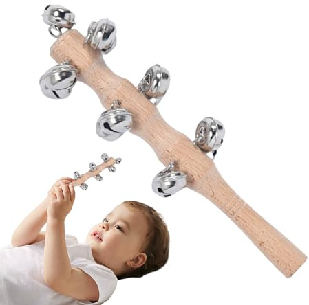 Handschlittenglocken, Handgriffglocken – Schlaginstrumente Musikinstrumente Shaker Spielzeug Bass | Holzschlittenglocken für Kinder im Kindergarten, Kleinkinder, Kinder