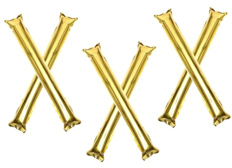 FOMIYES 6pcs Gold Inflatable Cheering Sticks for Concerts and Sports Events, Team Spirit Blow up Noise Makers, Lightweight Aluminum Film Material, Stadium Noisemakers for Football
