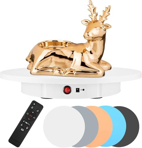 Drehteller Elektrisch 100 KG 42 cm Drehscheibe Elektrisch, Automatische Drehplattform 360° professioneller mit Fernbedienung 5 Hintergrund für Display, Fotografie