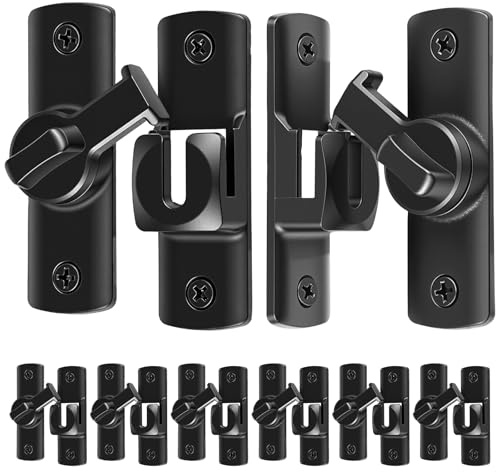 8 Pcs Sliding Door Latch Black 90/180 Degree Flip Door Latch Lock for Barn Garden Bathroom Outdoor Garage Window Sliding Doors (8Pcs Black)