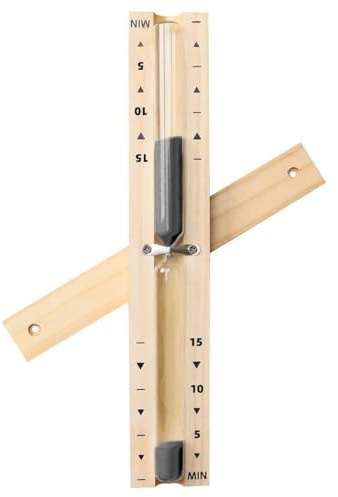 SuLiao 15 Min Sand Timer, Sauna Hourglass, Heat Resistant Wood | Black Sand, Solid Wood Frame, Rotating, 15 Minute Countdown, Sauna Safe, for Sauna, Spa, Yoga, Bathroom