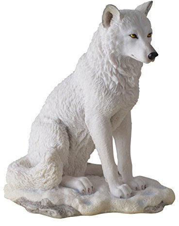 Vogler Polarwolf sitzt im Schnee Figur Deko Dekoration Wolf Tierfigur Skulptur