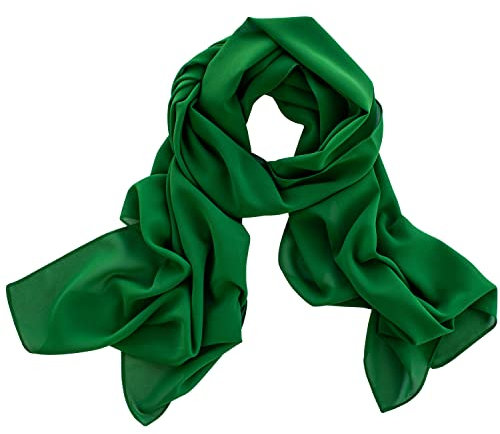 Dolce Abbraccio Damen Schal Stola Halstuch Tuch aus Chiffon für Frühling Sommer Ganzjährig Smaragd Grün