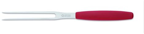 Giesser seit 1776 - Made in Germany - Wurstgabel rot, Basic Red, Klinge 13 cm, rutschfest, Fleischgabel spülmaschinenfest, rostfrei