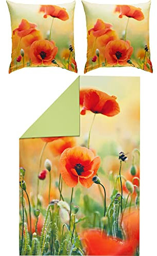 REDBEST Wende-Bettwäsche, Bettgarnitur Renforcé bunt Größe 80x80 cm / 200x200 cm - strapazierstark, atmungsaktiv, mit praktischem Reißverschluss