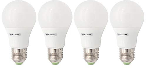 GRV 5730 SMD-LED-Licht mit E27-Sockel, nicht dimmbar, 5 Watt, Thermo-Kunststoff-Leuchtmittel, ersetzt 40 Watt, Wechsel- / Gleichstrom 12 V / 24 V, cool white, E27, 5.00W 12.00V