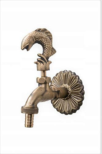 MD technic Nostalgischer Wasserhahn mit Fischmotiv für den Außenbereich Garten, Auslaufhahn, Antik