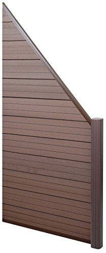 Mendler WPC-Sichtschutz Sarthe, Windschutz Zaun, Alu-Pfosten 2er Set schräg, 2,82m - braun