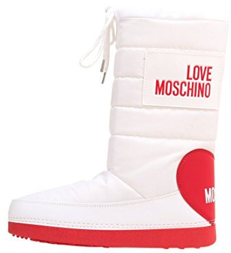 Moschino Scarpe Donna Snow Boot Love Bianco Red Heart Nylon D19MO18