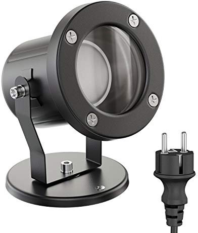 ledscom.de LED Gartenstrahler MIBU schwarz für außen, Edelstahl, inkl. GU10 Lampe 6,826W 630lm 100° warm-weiß