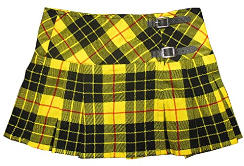 Viper London Mini Kilt mit Falten 33 cm Tartan, Gelb, 52 (Herstellergröße: 46)