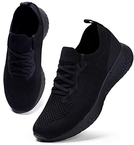 HKR Damen Turnschuhe Atmungsaktiv Laufschuhe Leichtgewichts Sportschuhe Freizeitschuhe Straßenlaufschuhe Sneaker Trainer für Running Fitness Gym Outdoor Schwarz 41 EU
