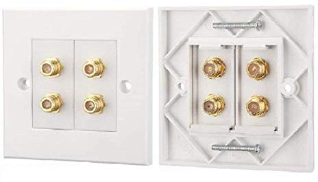 K M Electronics® 1 Gang Quad 4 X F Type Coax COAXIAL Wall Socket Plate TV Satellite Sky Virgin