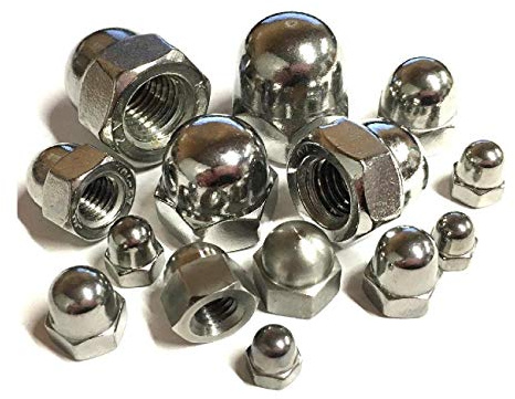 5 x Metric Hexagonal M10 Dome Nuts, Standard Pitch,