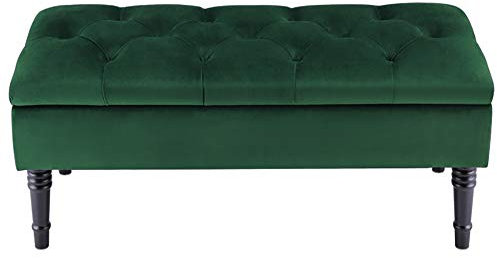 Warmiehomy Footstool With Storage Multifunction Ice velvet Ottoman Stool With Rubber Wooden Leg,Piano Chair Stool Keyboard Bench with Storage Dark Green(102 * 41 * 43cm)