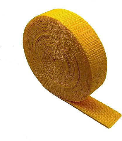 Gurtband 20mm Gelb - 5 m - Robustes Band aus Polypropylen zum Nähen | 1 mm dick und flexibel, für Taschen, Rucksäcke, Gürtel, Henkel, Hundeleinen und Reparaturen, ideal für die Nähmaschine