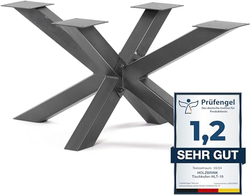 HOLZBRINK Pied de Table Spider (Mikado) | Pieds de Table massifs en métal Acier Brut pour Table Basse, Table à Manger, Bureau, Table de conférence | 1 Pied 98x53 cm | Hauteur 43 cm
