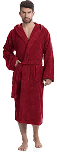 Ladeheid Herren Frottee Bademantel aus 100% Baumwolle LA40-101(Burgunderrot (D17), M)