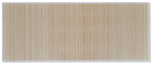 Ksodgun Rechteckig Naturfarbener Bambusteppich Bordürenteppich Teppich Wohnzimmer Terrasse Balkon 80 x 200 cm