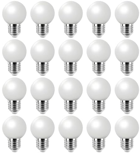 Jiotouhu E27 LED Coloured Light Bulb, 180 Degree Lighting, 2W, Warm White 2700K, AC220-240V, Non-dimmable, Halloween, Suitable for Christmas, Holiday Decoration Lighting, 20 Packs