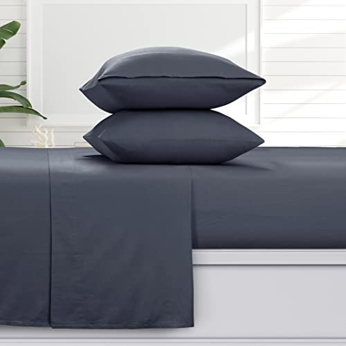 Tribeca Living Ultra Soft Turkish Cotton Flannel Queen Sheet Set with Extra Deep Pocket, 100% Cotton Flannel Sheets 4 Piece Set, Cloudy Blue 170-GSM