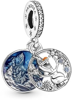 PANDORA Disney Frozen Schneemann Olaf Doppelter Charm-Anhänger in Sterling-Silber mit Zirkonia, 799638C01