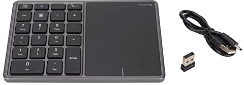 Sxhlseller 22 Tasten Wireless Numeric Keypad, Wireless Number Pad Touchpad Design, 2.4G Dual Mode Connection Keypad mit Type C Interface, Laptop Keypad(Grau)