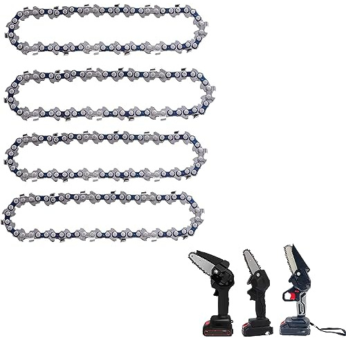 [4 Packs] 4 Inch Mini Chainsaw Chain, 4 Inch Replacement Chains for Cordless Electric Portable Mini Chainsaw, FIFCHALL Guide Saw Chain for All 4-inch Mini Chainsaws for Wood Branch Cutting