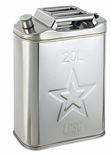 LPLND Acier Inoxydable Bidon à Carburant Jerrican Essence 20L bidon d'essence Bidon à Carburant avec Bec Jerrycan à Essence for L'essence Et Diesel Jerrycan en métal(Size:20L)