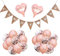Candy Bar Dekoration Zubehör Set, Candybar Girlande Banner in Rustikalem Vintage Stil, Candy Bar Wimpel Girlande unde Rosegold Luftballons für Hochzeit Party Geburtstag Decor Fotorequisite