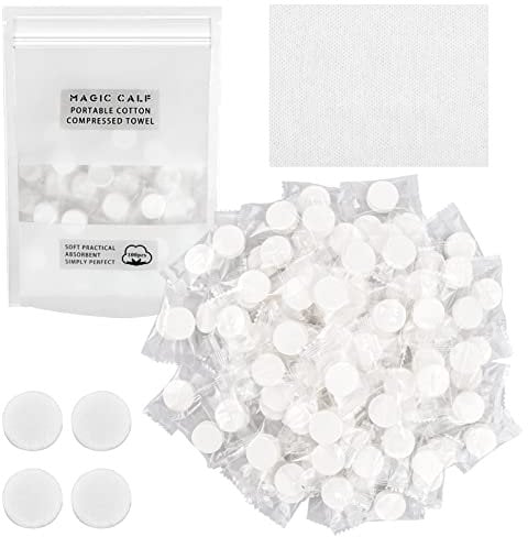 100pcs Compressed Towels, 20cm Coin Face Tissue, Disposable Face Cloths Compressed, Cotton Magic Towel Compressed Tissue,Expandable Mini Face Towel for Travel/Beauty/Salon/Outdoor Sports (White)