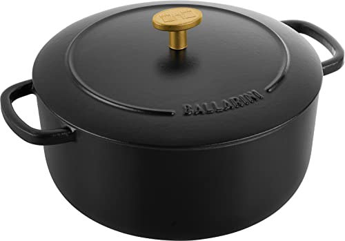 BALLARINI Bellamonte - Cacerola redonda (hierro fundido esmaltado, 22 cm, 3 L), color negro