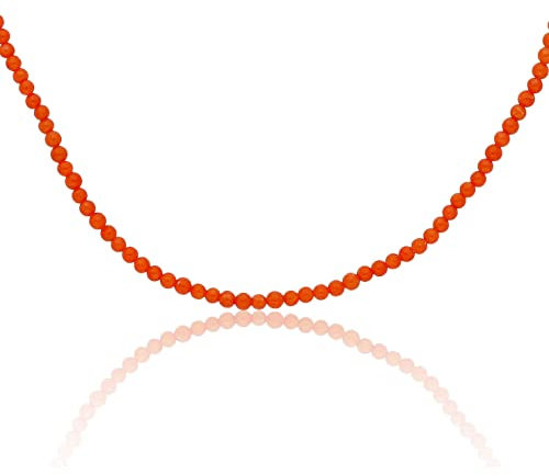 GioiaPura Collana da donna Collana con pallini di corallo originale 2/3 mm in argento 925°/°° dorato, lunghezza collana: 40 cm + 5 cm di regolazione con chiusura moschettone. La referenza è gycar