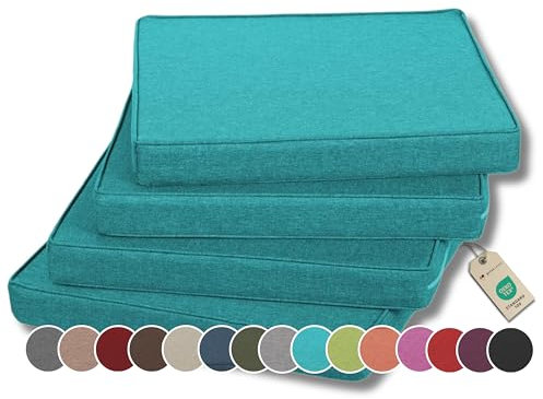 Gutekissen® Stuhlkissen Polsterauflage Auflage für Stühle/Bänke für Haus und Garten Sitzauflage Gartenkissen Sitzkissen viele Farben FK5 (50x50, Himmelblau, 4)