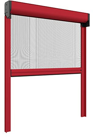 Zanzanet Zanzariera Motorizzata con pannello solare verticale a rullo 65 mm con telecomando per finestre su misura personalizzabile con profilo robusto e resistente in alluminio 60x150 cm