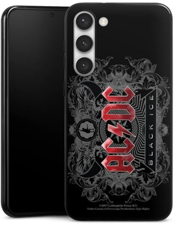 Silikon Hülle kompatibel mit Samsung Galaxy S23 Plus Case schwarz Handyhülle ACDC Fanartikel Black Ice