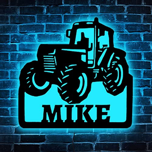 Benutzerdefinierte Traktorfahrer Holz Leuchtreklame Wandkunst LED-Licht Personalisiertes Bauernhof Traktor Namensschild Heimdekoration Bauernhof LKW Dekoration Geburtstagsgeschenke Neonlicht