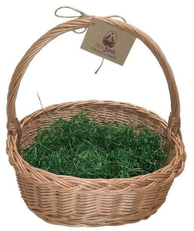 Osterkorb mit Ostergras Henkel Größe: L 35 cm x B: 28 cm Osterkörbchen Weide Geschenkkorb Präsentkorb Osternest Natur
