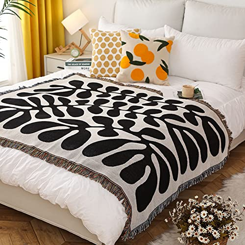 LumiSyne Doppelseitige Baumwolle Gewebt Decke Überwurf Mit Quaste Dschungel Böhmische Stil Wandteppich Kuscheldecke Dekorative Decke Für Bett Couch Sessel Camping Decke Tischdecke Teppich 160x130cm