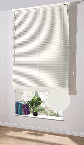 Deco Home | Holz Jalousie nach Maß, 25mm Jalousie ohne Bohren, Fenster-Sichtschutz abdunkelnd, Rollo | Holz Weiß