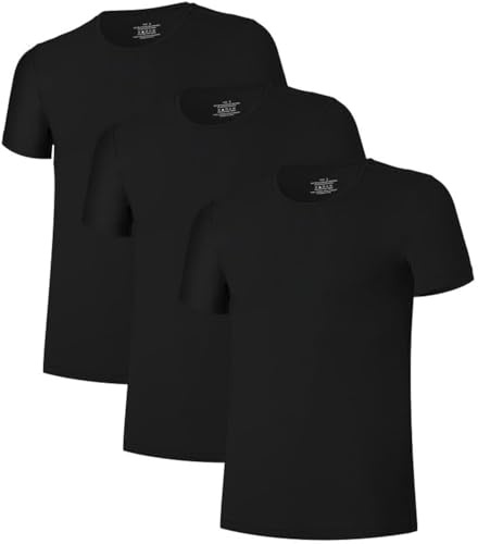 COLORFULLEAF Lot de 3/5 t-shirts à col rond en bambou stretch pour homme Couleur unie Pour le travail, Noir , S grande taille