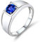 Lieson Hochzeit Ring Weißgold Herren 750 18K, Partnerringe Herren Klassisch Solitär Rund Tansanit mit 0.61ct Verlobung Ring Weißgold Gr.56 (17.8)