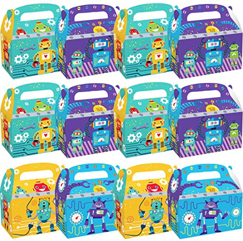 YGCHEN Roboter Geschenktüte Kindergeburtstag Partytüten Robot Geschenkboxen Geburtstage Deko Mitgebsel Tüten Roboter Kinder Süßigkeiten Boxen 12 Stück