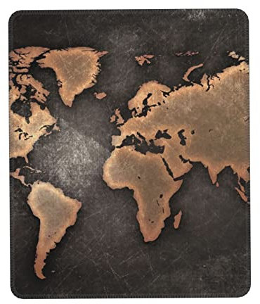 Rust World Map Mauspad Rutschfestes Gummi Mousepad Gaming Matte Pad Genähte Kanten Mousepads Büro Dekor Maus Basis Stilvolle Mousepads Passend für alle Stil Schreibtisch Wohnzimmer Schlafzimmer